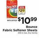 ShopRite Bounce fabric softener sheets offer
