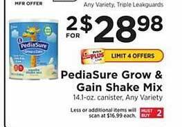 ShopRite Pediasure grow & gain shake mix offer
