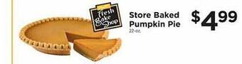 ShopRite Store baked pumpkin pie offer