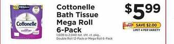 ShopRite Cottonelle bath tissue mega roll 6-pack offer