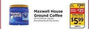 ShopRite Maxwell house ground coffee offer