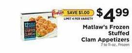 ShopRite Matlaw's frozen stuffed clam appetizers offer