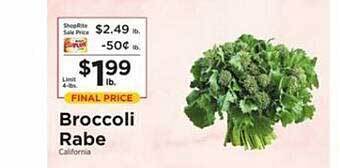 ShopRite Broccoli rabe offer