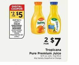 ShopRite Tropicana pure premium juice offer