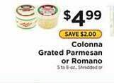 ShopRite Colonna grated parmesan or romano offer