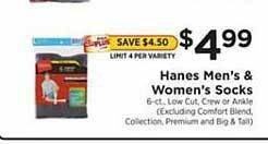 ShopRite Hanes men's & women's socks offer