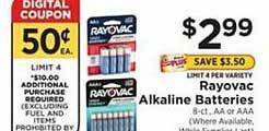 ShopRite Rayovac alkaline batteries offer