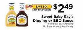ShopRite Sweet baby ray's dipping or bbq sauce offer