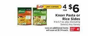 ShopRite Knorr pasta or rice sides offer