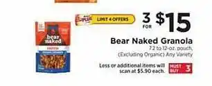 ShopRite Bear naked granola offer