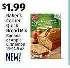 Aldi Baker's corner quick bread mix banana or apple cinnamon offer