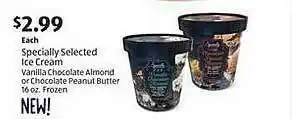 Aldi Specially selected ice cream vanilla chocolate almond or chocolate peanut butter offer