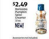 Aldi Barissimo pumpkin spice creamer offer