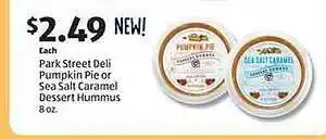 Aldi Park street deli pumpkin pie or sea salt caramel dessert hummus offer