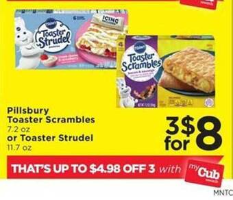 Cub Foods Pillsbury toaster scrambles or toaster strudel offer