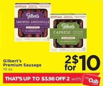 Cub Foods Gilbert's premium sausage offer