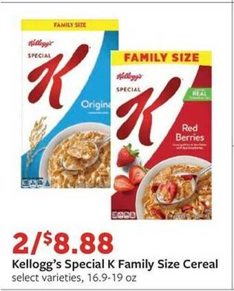 Fareway Kellogg's special k family size cereal offer