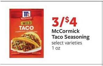 Fareway Mccormick taco seasoning offer