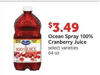 Fareway Ocean spray 100% cranberry juice offer