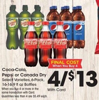 Kroger Coca-Cola, Pepsi or Canada Dry offer