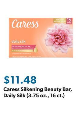 Sam's Club Caress silkening beauty bar, daily silk (3.75 oz., 16 ct.) offer