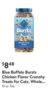 Walmart Blue buffalo bursts chicken flavor crunchy treats for cats, whole grain offer