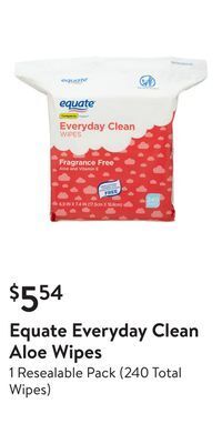 Walmart Equate everyday clean aloe wipes offer
