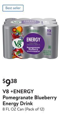 Walmart V8 +energy pomegranate blueberry energy drink offer