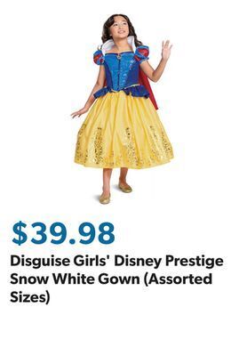Sam's Club Disguise girls' disney prestige snow white gown (assorted sizes) offer