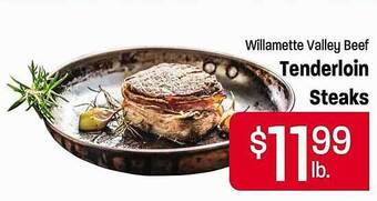 Maceys Willamette valley beef tenderloin steaks offer