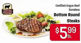 Maceys Certified angus beef boneless bottom round steaks offer