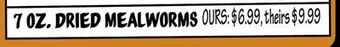 Ollie's 7 oz. dried mealworms offer
