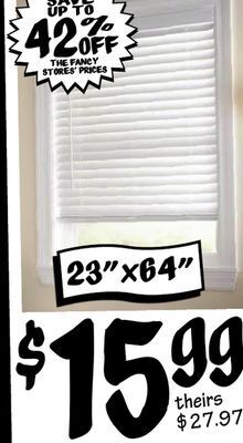Ollie's 23" x 64" faux wood cordless blinds offer