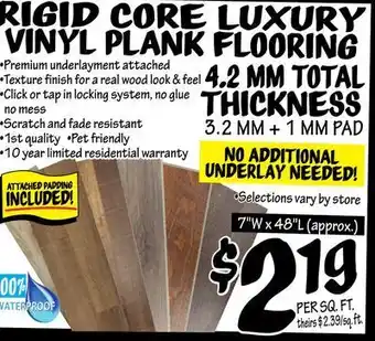 Ollie's Rigid core luxury vinyl plank flooring 4.2 mm total thickness offer