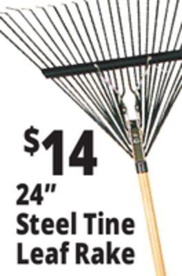Ocean State Job Lot 24" steel tine leaf rake with foam grip handle offer