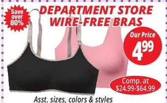 Ocean State Job Lot Department store wire-free bras offer