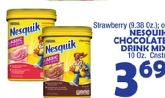 Bravo Supermarkets Nesquik chocolate drink mix, 10 oz. cnstr offer