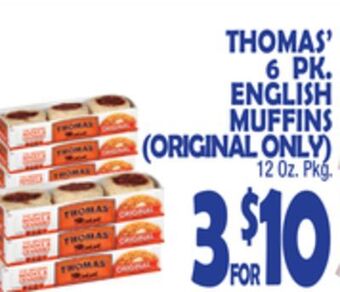 Bravo Supermarkets Thomas' 6 pk. english muffins offer