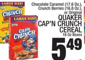 C Town Quaker cap'n crunch cereal 18 oz boxes offer