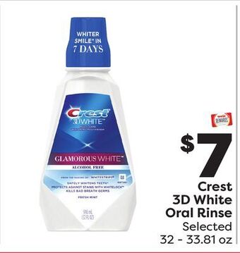 Weis Markets Crest 3d white oral rinse offer