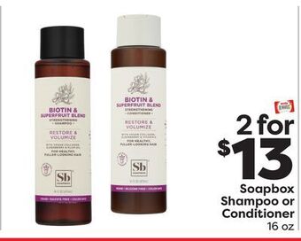 Weis Markets Soapbox shampoo or conditioner offer