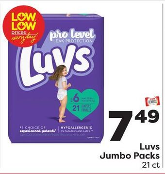 Weis Markets Luvs jumbo packs offer