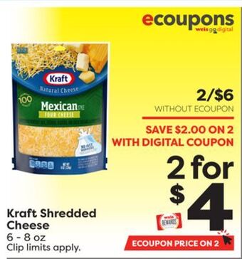 Weis Markets Kraft shredded cheese offer