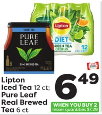 Weis Markets Lipton iced tea 12 ct pure leaf real brewed tea 6 ct offer