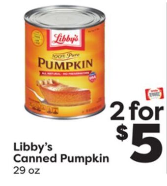Weis Markets Libby's canned pumpkin offer