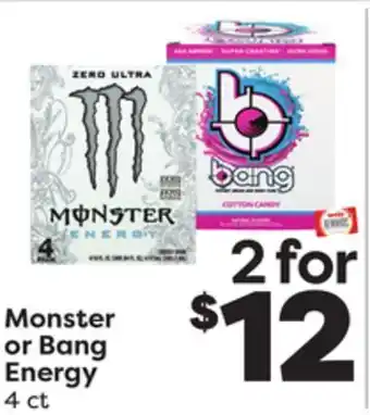 Weis Markets Monster or bang energy offer