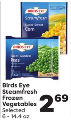 Weis Markets Birds eye steamfresh frozen vegetables offer