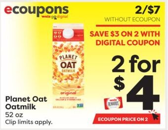 Weis Markets Planet oat oatmilk offer