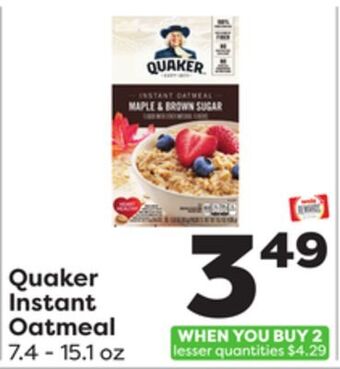 Weis Markets Quaker instant oatmeal offer