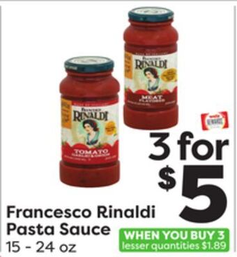 Weis Markets Francesco rinaldi pasta sauce offer